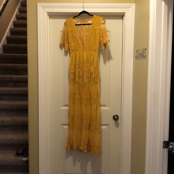 Honey Punch Dresses & Skirts - Gold Maxi Romper